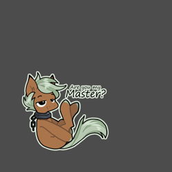 Size: 510x510 | Tagged: safe, artist:sinclair2013, imported from derpibooru, oc, oc only, oc:pillow mint, earth pony, pony, chains, collar, male, simple background, solo, stallion