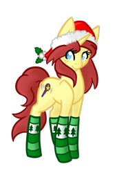 Size: 600x900 | Tagged: safe, artist:sinclair2013, imported from derpibooru, oc, oc only, pony, unicorn, christmas, clothes, female, hat, holiday, mare, santa hat, simple background, socks, solo, transparent background