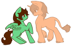 Size: 900x582 | Tagged: safe, artist:sinclair2013, imported from derpibooru, oc, oc only, pegasus, pony, unicorn, duo, female, looking at each other, looking at someone, male, mare, shipping, simple background, stallion, straight, transparent background
