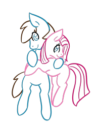 Size: 900x1200 | Tagged: safe, artist:sinclair2013, imported from derpibooru, pinkie pie, oc, oc:stewart, pony, cuddling, duo, female, male, mare, pinkamena diane pie, simple background, stallion, transparent background