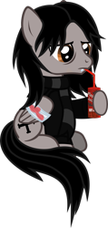 Size: 706x1479 | Tagged: safe, artist:lightningbolt, derpibooru exclusive, imported from derpibooru, pegasus, pony, undead, vampire, .svg available, bags under eyes, bandage, broken wing, clothes, drinking, fangs, folded wings, gerard way, hoof hold, jacket, male, my chemical romance, ponified, scarf, show accurate, simple background, sitting, solo, stallion, striped scarf, svg, the sims, the sims 3, transparent background, vector, wings