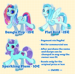 Size: 3576x3531 | Tagged: safe, artist:bluecocoaart, imported from derpibooru, oc, earth pony, pegasus, pony, adoptable, blue fur