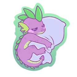 Size: 500x500 | Tagged: safe, artist:purplegrim40, imported from derpibooru, spike, dragon, blush sticker, blushing, hug, male, pillow, pillow hug, simple background, sleeping, solo, transparent background