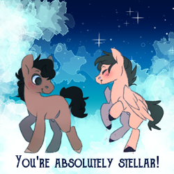 Size: 1080x1080 | Tagged: safe, artist:sinclair2013, imported from derpibooru, oc, oc only, earth pony, pegasus, pony, blushing, duo, male, nudity, sheath, stallion