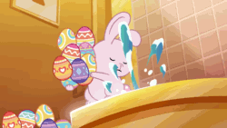 Size: 1024x576 | Tagged: safe, imported from derpibooru, screencap, rabbit, spoiler:g5, spoiler:my little pony: tell your tale, spoiler:tyts01e48, animal, animated, bathroom, chocolate egg, g5, my little pony: tell your tale, splashing, the hunt for eggmund bunny, toilet, water, youtube link