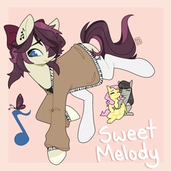 Size: 2000x2000 | Tagged: safe, artist:orionofthestars, imported from derpibooru, oc, oc:sweet melody, earth pony, pegasus, pony, female, magical lesbian spawn, offspring, parent:fluttershy, parent:octavia melody, trio