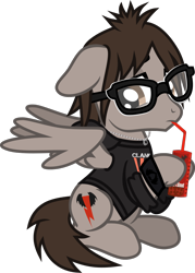 Size: 844x1176 | Tagged: safe, artist:lightningbolt, derpibooru exclusive, imported from derpibooru, pegasus, pony, undead, vampire, .svg available, drinking, ears back, hoof hold, lidded eyes, looking back, male, mikey way, my chemical romance, partially open wings, ponified, sad, show accurate, simple background, sitting, solo, stallion, svg, the sims, the sims 3, transparent background, vector, wings