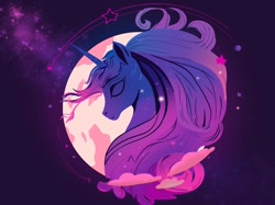 Size: 1366x1024 | Tagged: safe, artist:weithe, imported from derpibooru, princess luna, alicorn, bust, eyes closed, moon, profile, solo