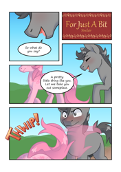 Size: 1280x1817 | Tagged: safe, artist:sinclair2013, imported from derpibooru, oc, oc only, oc:blossom branch, oc:generic grey, pony, unicorn, blushing, comic, duo, implied gay, japanese reading order, male, mare, nudity, sheath, stallion