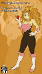 Size: 2160x3840 | Tagged: safe, artist:listartco, imported from derpibooru, adagio dazzle, human, equestria girls, breasts, chaos emerald, clothes, cosplay, costume, crossover, female, grin, kazumi evans, rouge the bat, smiling, solo, sonic prime, sonic the hedgehog (series), text, voice actor joke, zoom layer