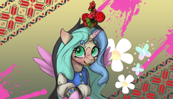 Size: 3667x2093 | Tagged: safe, artist:zlatdesign, imported from derpibooru, oc, oc:daisydiamond, alicorn, unicorn, cute, female, floral head wreath, flower, horn, traditional clothing, ukraine, ukranian, unicorn oc