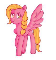 Size: 800x850 | Tagged: safe, artist:shootingstarthepony, imported from derpibooru, oc, oc only, oc:apple lily, pegasus, pony, female, mare, offspring, parent:big macintosh, parent:fluttershy, parents:fluttermac, pegasus oc, simple background, smiling, solo, spread wings, transparent background, wings