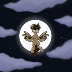 Size: 2000x2000 | Tagged: safe, artist:imlpidimon, imported from derpibooru, oc, oc only, pegasus, pony, cloud, digital art, moon, sky, solo, stars