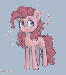 Size: 1200x1350 | Tagged: safe, artist:krista-21, imported from derpibooru, pinkie pie, earth pony, pony, female, mare, simple background, smiling, solo, sparkles