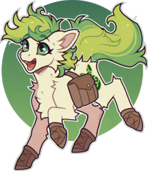 Size: 2308x2674 | Tagged: safe, artist:tay-niko-yanuciq, imported from derpibooru, oc, oc only, oc:karakusa, earth pony, pony, bag, boots, chest fluff, female, filly, foal, open mouth, open smile, saddle bag, shoes, simple background, smiling, solo, transparent background