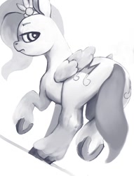 Size: 688x900 | Tagged: artist needed, source needed, safe, imported from derpibooru, pipp petals, pegasus, pony, spoiler:g5, butt, g5, monochrome, pipp butt, plot, solo