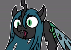 Size: 2048x1448 | Tagged: safe, artist:ewoudcponies, imported from derpibooru, queen chrysalis, changeling, changeling queen, female, gray background, simple background, solo, tongue out, white sclera
