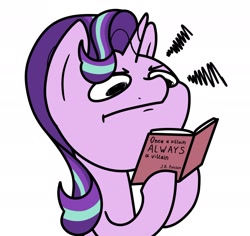 Size: 2048x1937 | Tagged: safe, artist:ewoudcponies, imported from derpibooru, starlight glimmer, pony, unicorn, book, female, jordan peterson, reading, simple background, solo, this will end in equalization, white background