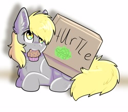 Size: 2500x2200 | Tagged: safe, artist:yourpennypal, imported from derpibooru, derpy hooves, pegasus, pony, turtle, cardboard box, female, simple background, solo, white background