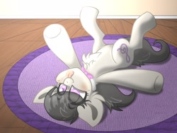 Size: 1600x1200 | Tagged: safe, artist:yourpennypal, imported from derpibooru, octavia melody, earth pony, pony, :p, behaving like a dog, chest fluff, cute, female, lying down, mare, on back, solo, tavibetes, tongue out