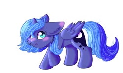 Size: 1500x900 | Tagged: safe, artist:yourpennypal, imported from derpibooru, princess luna, alicorn, pony, female, filly, simple background, solo, white background, woona, younger