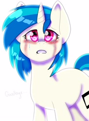 Size: 2196x3000 | Tagged: safe, artist:yourpennypal, imported from derpibooru, dj pon-3, vinyl scratch, pony, unicorn, crying, female, simple background, solo, white background