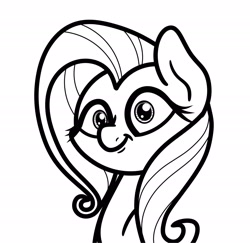 Size: 2048x1992 | Tagged: safe, artist:ewoudcponies, imported from derpibooru, fluttershy, pegasus, pony, black and white, grayscale, lineart, monochrome, simple background, solo, white background