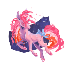 Size: 1200x1200 | Tagged: safe, artist:futuredustfuturerust, imported from derpibooru, galaxy (g1), pony, twinkle eyed pony, unicorn, bow, curved horn, female, g1, horn, mare, simple background, solo, tail, tail bow, transparent background