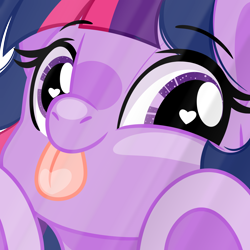 Size: 2000x2000 | Tagged: safe, artist:emberslament, imported from derpibooru, twilight sparkle, pony, :p, against glass, commission, cute, female, glass, heart, heart eyes, licking, licking the fourth wall, looking at you, mare, mlem, silly, solo, tongue out, twiabetes, wingding eyes