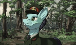 Size: 4096x2458 | Tagged: safe, artist:monx94, imported from derpibooru, oc, oc only, earth pony, pony, equestria at war mod, clothes, commission, forest, half body, military, military uniform, solo, uniform