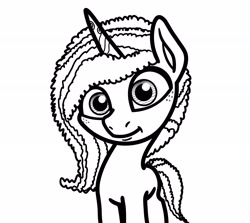 Size: 2048x1825 | Tagged: safe, artist:ewoudcponies, imported from derpibooru, pony, unicorn, black and white, female, g5, grayscale, lineart, misty brightdawn, monochrome, simple background, solo, white background