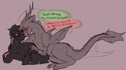 Size: 1107x617 | Tagged: safe, artist:tyotheartist1, imported from derpibooru, discord, king sombra, flirting, gay, male, shipping, sombracord, stupid sexy discord