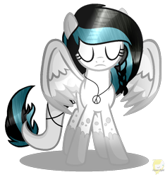 Size: 828x884 | Tagged: safe, artist:angellightyt, imported from derpibooru, oc, oc only, pegasus, pony, base used, coat markings, eyes closed, female, frown, mare, peace symbol, pegasus oc, simple background, socks (coat markings), solo, spread wings, transparent background, wings