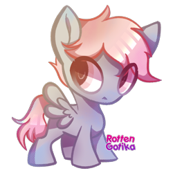 Size: 2500x2500 | Tagged: safe, artist:rottengotika, imported from derpibooru, oc, oc:cotton puff, pegasus, eye clipping through hair, simple background, smol, solo, transparent background