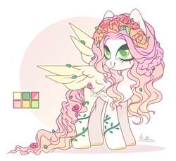 Size: 1000x910 | Tagged: safe, artist:koribooo, imported from derpibooru, oc, oc only, pegasus, pony, eyelashes, female, flower, flower in hair, mare, pegasus oc, smiling, wings