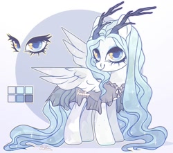 Size: 1050x930 | Tagged: safe, artist:koribooo, imported from derpibooru, oc, oc only, pony, antlers, clothes, dress, eyelashes, female, mare, see-through, wings