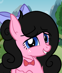 Size: 771x903 | Tagged: safe, artist:thatonefluffs, imported from derpibooru, oc, oc:moonlight, earth pony, pony, bow, bowtie, cute, earth pony oc, fluffy, freckles, hair bow, looking at you, ponygram, selfie, solo, tired, weary