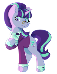 Size: 1280x1673 | Tagged: safe, artist:tater, imported from derpibooru, snowfall frost, starlight glimmer, pony, unicorn, clothes, female, glasses, hoof on chest, horn, mare, pince-nez, raised hoof, simple background, solo, transparent background