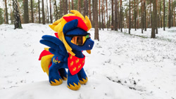 Size: 1192x670 | Tagged: safe, artist:mgrdash, imported from derpibooru, oc, pegasus, firesky, maker:adamar44, photo, snow, sunglasses, winter