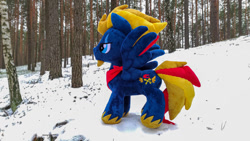 Size: 1191x671 | Tagged: safe, artist:mgrdash, imported from derpibooru, oc, oc:firesky, pegasus, pony, irl, maker:adamar44, photo, ponies in real life, scareface, snow, winter, winterforest