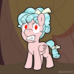 Size: 1500x1500 | Tagged: safe, artist:unitxxvii, imported from derpibooru, cozy glow, pegasus, pony, angry, female, gritted teeth, solo, teeth