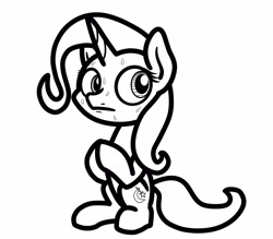 Size: 2048x1791 | Tagged: safe, artist:ewoudcponies, imported from derpibooru, trixie, pony, unicorn, black and white, female, grayscale, lineart, mare, monochrome, nervous, simple background, sketch, solo, sweat, white background