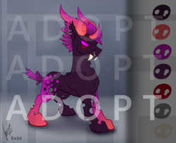 Size: 3697x3000 | Tagged: safe, artist:stirren, imported from derpibooru, oc, changeling, adoptable, collaboration, purple changeling, reference sheet