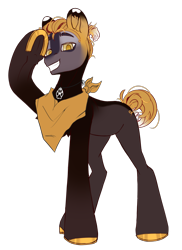 Size: 1824x2500 | Tagged: safe, artist:medkit, imported from derpibooru, oc, oc only, oc:filament, earth pony, pony, bandana, big eyes, clothes, earth pony oc, eyes open, gritted teeth, happy, horseshoes, jewelry, looking at you, male, paint tool sai 2, paws, pendant, plastic thread, raised eyebrows, raised hoof, short mane, short tail, simple background, sketch, smiling, solo, stallion, standing, tail, teeth, transparent background, wolf paw