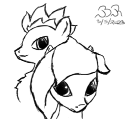 Size: 370x353 | Tagged: safe, artist:bifrose, imported from derpibooru, oc, oc only, pony, female, looking at you, male, mare, simple background, stallion, white background