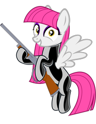 Size: 6200x8000 | Tagged: safe, alternate version, artist:severity-gray, derpibooru exclusive, imported from derpibooru, oc, oc only, oc:storm cloud, pegasus, pony, absurd resolution, eyeshadow, female, flying, grin, gun, hime cut, latex, latex suit, looking at you, makeup, mare, pegasus oc, project zomboid, shotgun, simple background, smiling, smiling at you, solo, spread wings, transparent background, weapon, wings