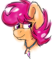 Size: 1834x1946 | Tagged: safe, artist:taeko, imported from derpibooru, scootaloo, pegasus, pony, 2023, alternate hairstyle, bust, female, mare, medal, older, older scootaloo, simple background, sketch, smiling, solo, white background