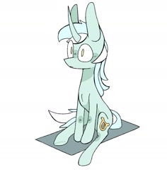 Size: 2017x2139 | Tagged: safe, artist:volchok, imported from derpibooru, lyra heartstrings, pony, unicorn, female, high res, mare, simple background, sitting, solo, white background