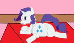 Size: 1804x1068 | Tagged: safe, artist:coltfan97, imported from derpibooru, rarity, pony, unicorn, 1000 hours in ms paint, bed, butt, large butt, rearity