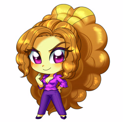 Size: 4000x4000 | Tagged: safe, artist:rileyav, imported from derpibooru, adagio dazzle, human, equestria girls, absurd resolution, breasts, busty adagio dazzle, chibi, cleavage, eye clipping through hair, female, looking at you, simple background, smiling, smiling at you, solo, white background